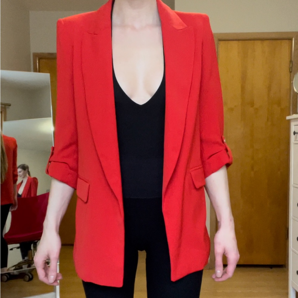 Red Boyfriend Blazer